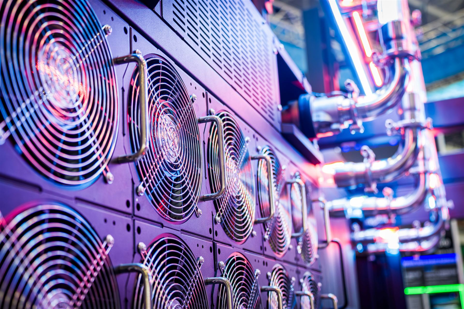 Close-up of server cooling fans in a data center